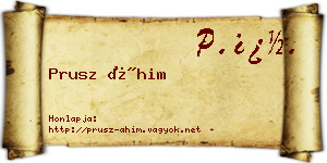 Prusz Áhim névjegykártya